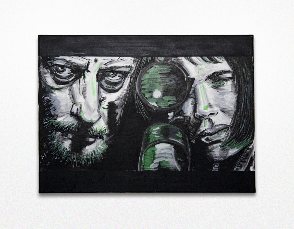 Impression artistique for Sale avec l'œuvre « Film Lèon noir et blanc  vectorisé <3 » de l'artiste SugarOP
